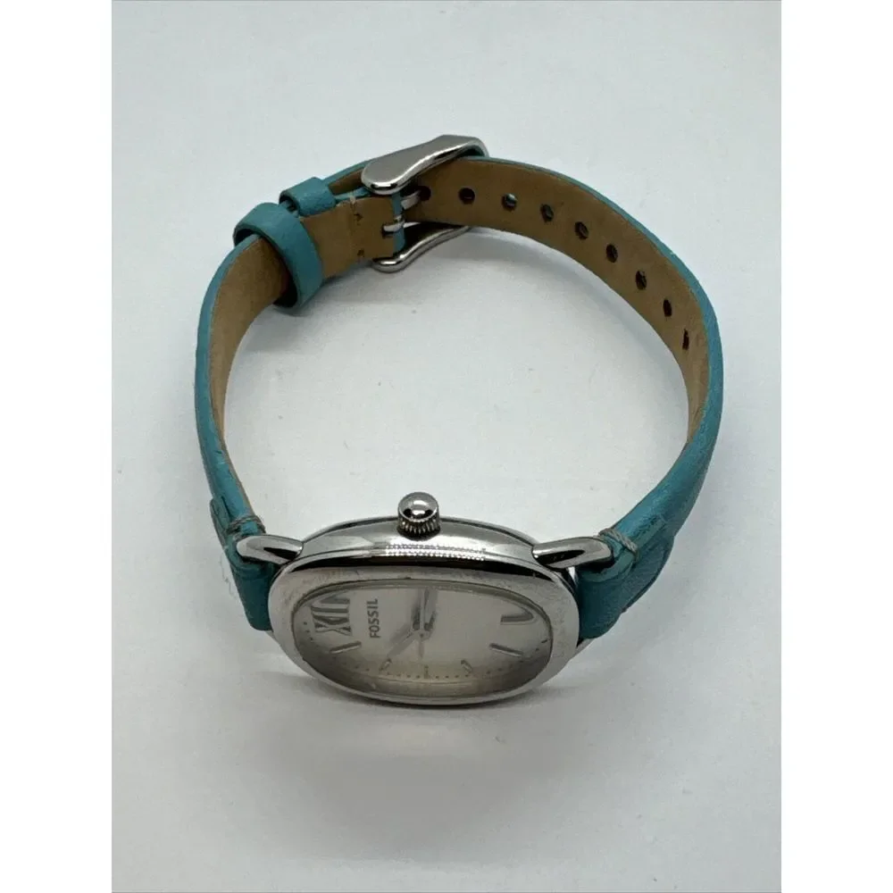 Fossil Sculptor ES3559 Women Blue Leather Analog Silver Dial Quartz Watch JNA347